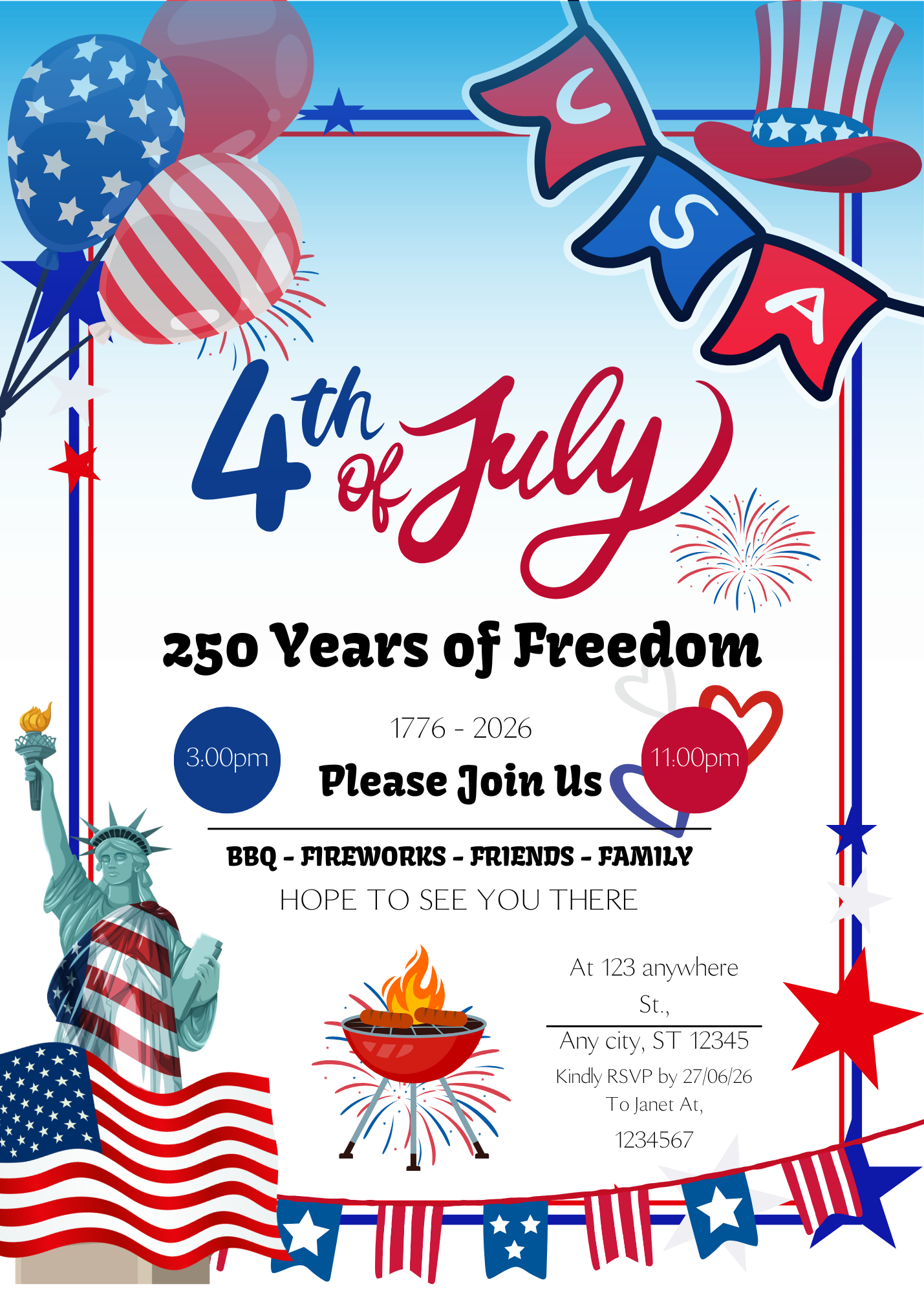 4TH JULY INVITATION TEMPLATE