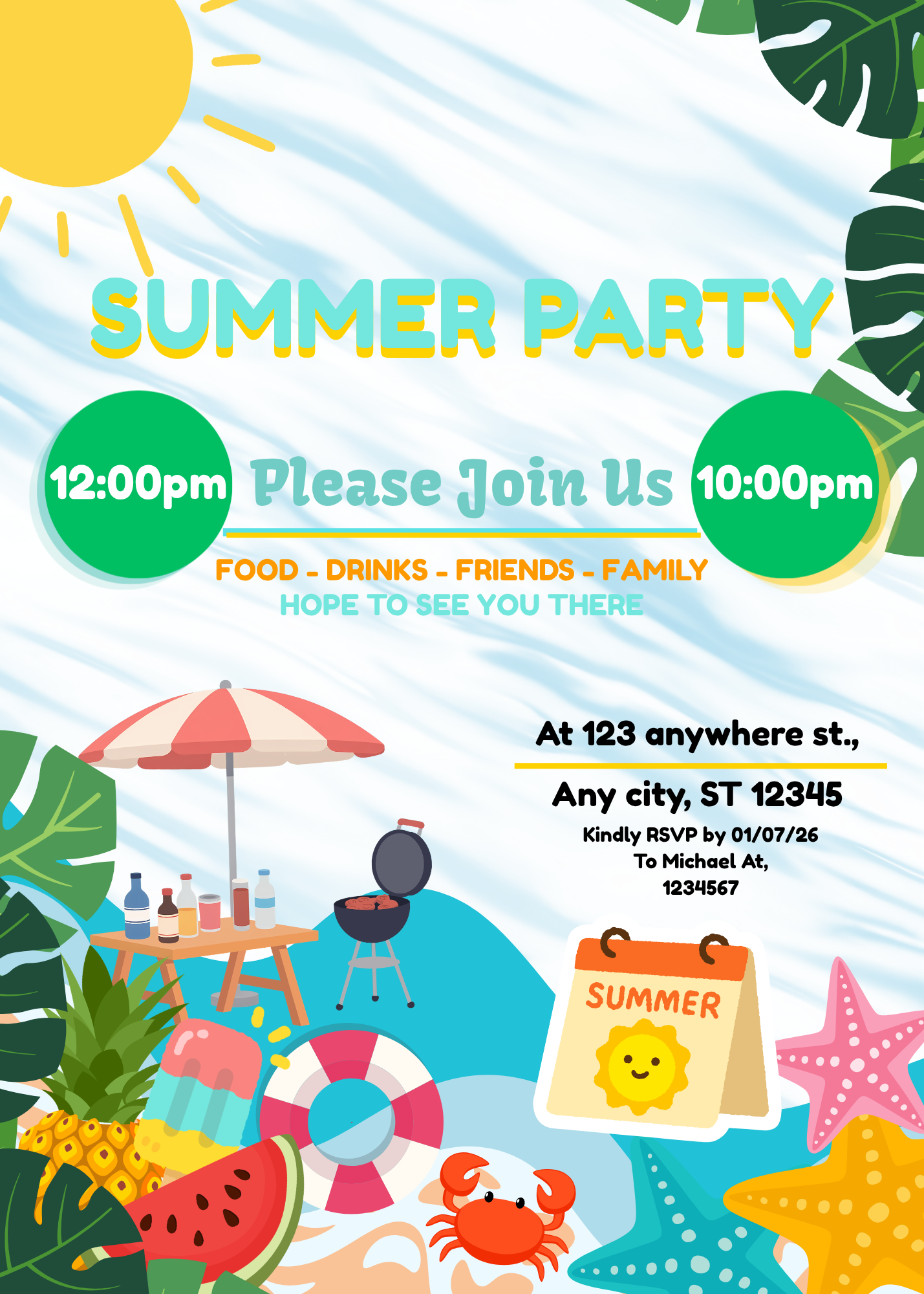 SUMMER PARTY INVITATION TEMPLATE