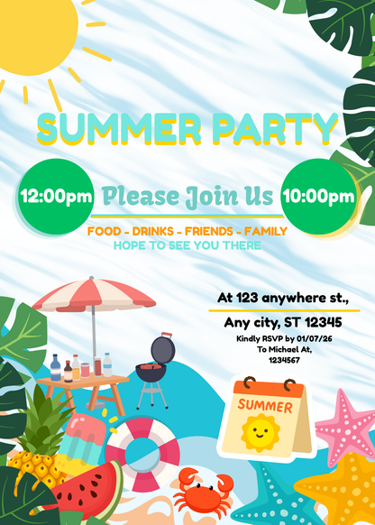 SUMMER PARTY INVITATION TEMPLATE